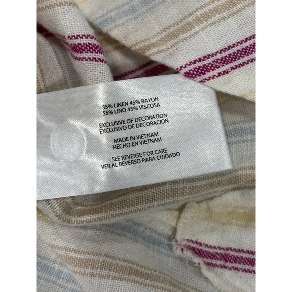 GAP Linen Blend Striped Button Up Shirt Women's Large Long Sleeve Casual - Picture 9 of 11